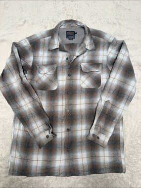 Vintage Pendleton The Original Board Shirt Gray and Brown Wool Flannel L Tall